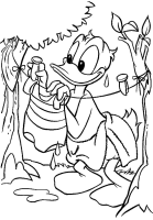 A coloring page of donald duck